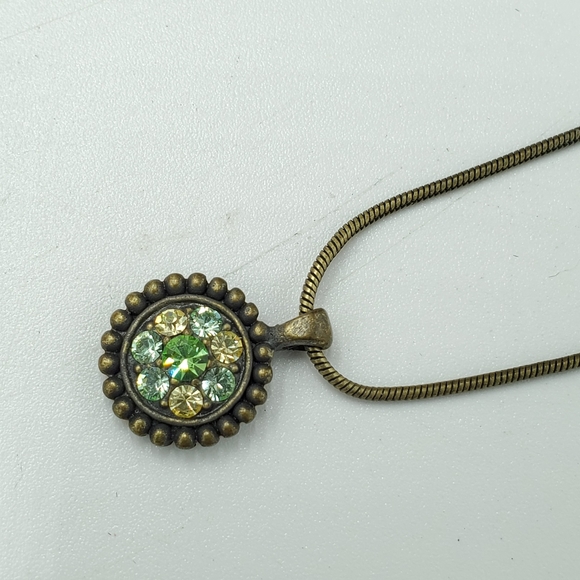 Lia Sophia Dainty Necklace Crystal Circle Brass 16 - Picture 5 of 7